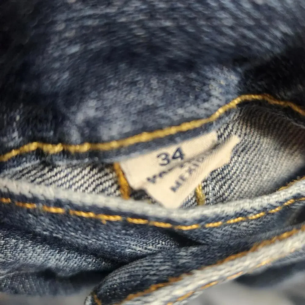 Vintage Y2K True Religion Mens Straight Leg Jeans Sz 34 Distressed‎ Blue Denim